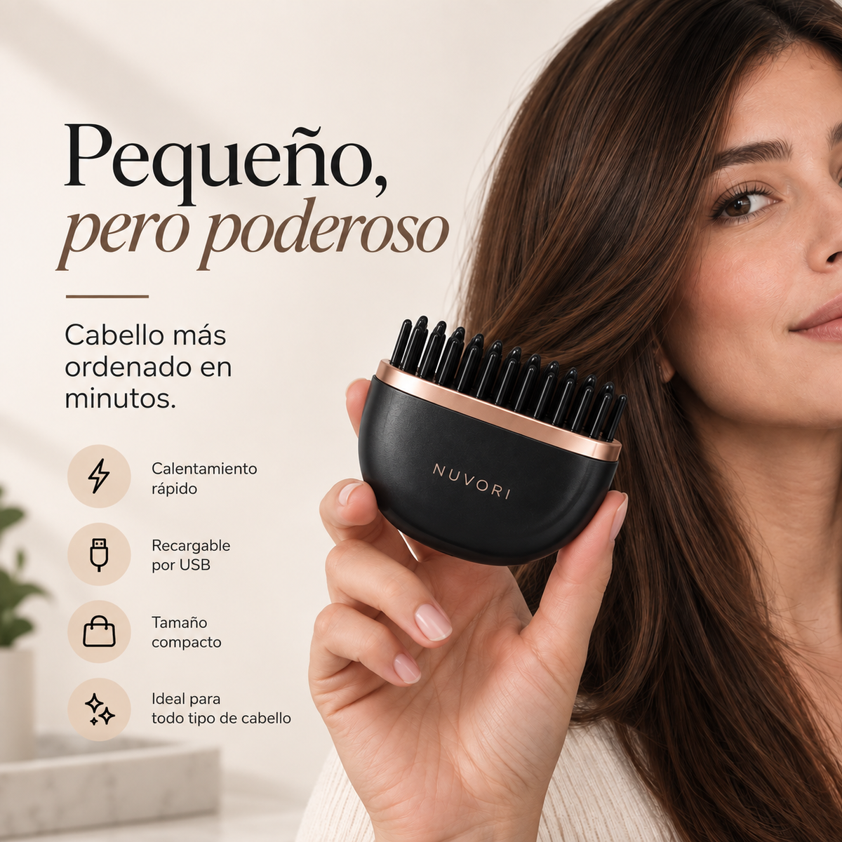 Peine Anti-Frizz Portátil Recargable