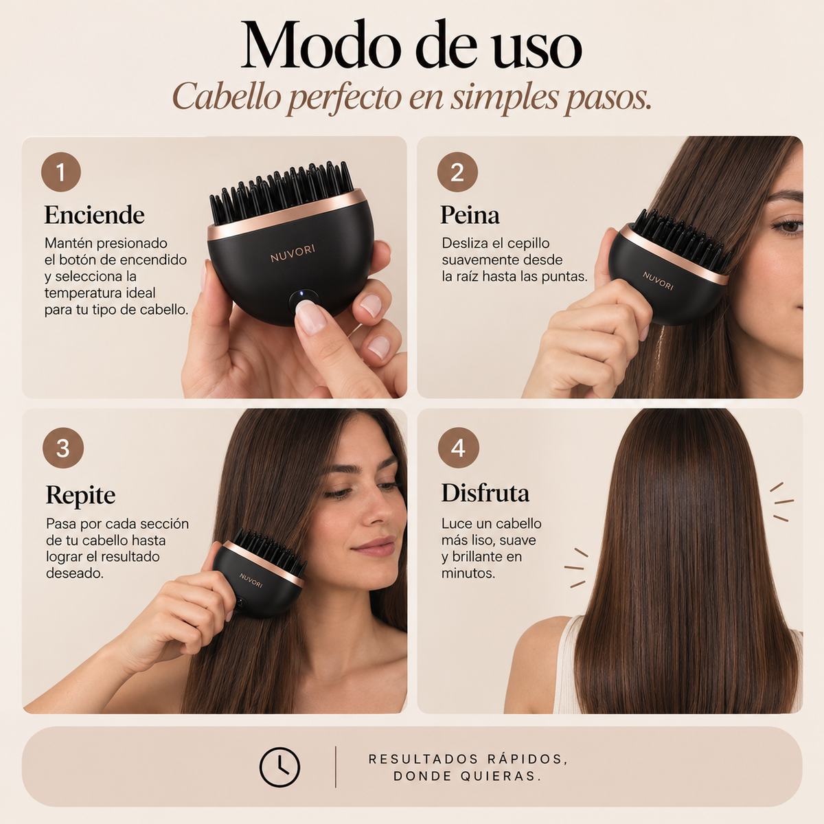 Peine Anti-Frizz Portátil Recargable