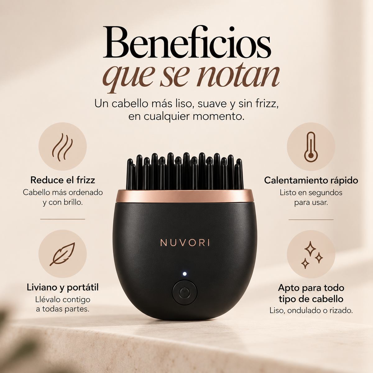 Peine Anti-Frizz Portátil Recargable