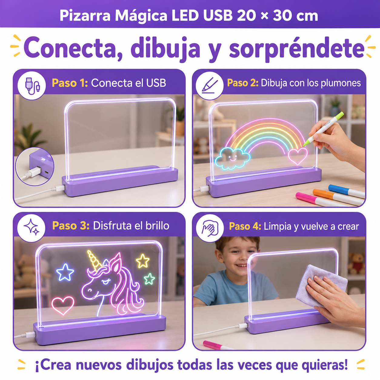 Pizarra LED Mágica para Dibujar